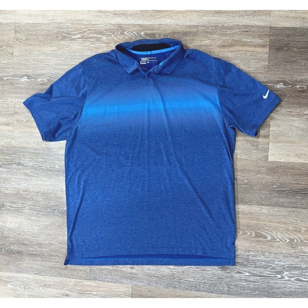 Nike Golf Sz XL Men Standard Fit  Dri-Fit Blue Heathered Polo Shirt Short Sleeve